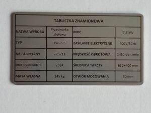 Tabliczka znamionowa
